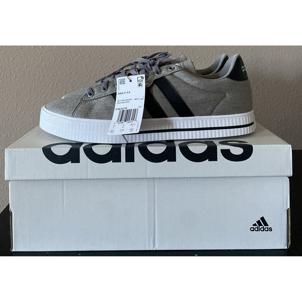 Adidas Daily 3.0 Shoes Men's 9.5 Gray Black Casual Lifestyle FW3270‎